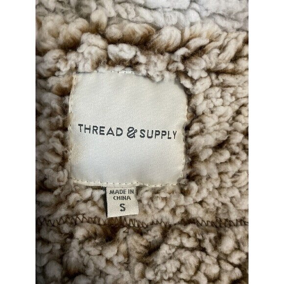 THREAD & SUPPLY Women’s Arctic Fleece Full Zip Vest Brown And Tan Size Small - Picture 4 of 8